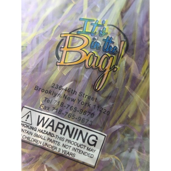 Vtg NOS Purple Yellow Easter Basket Grass 4oz Cellophane It's In The Bag Filler - Picture 4 of 6